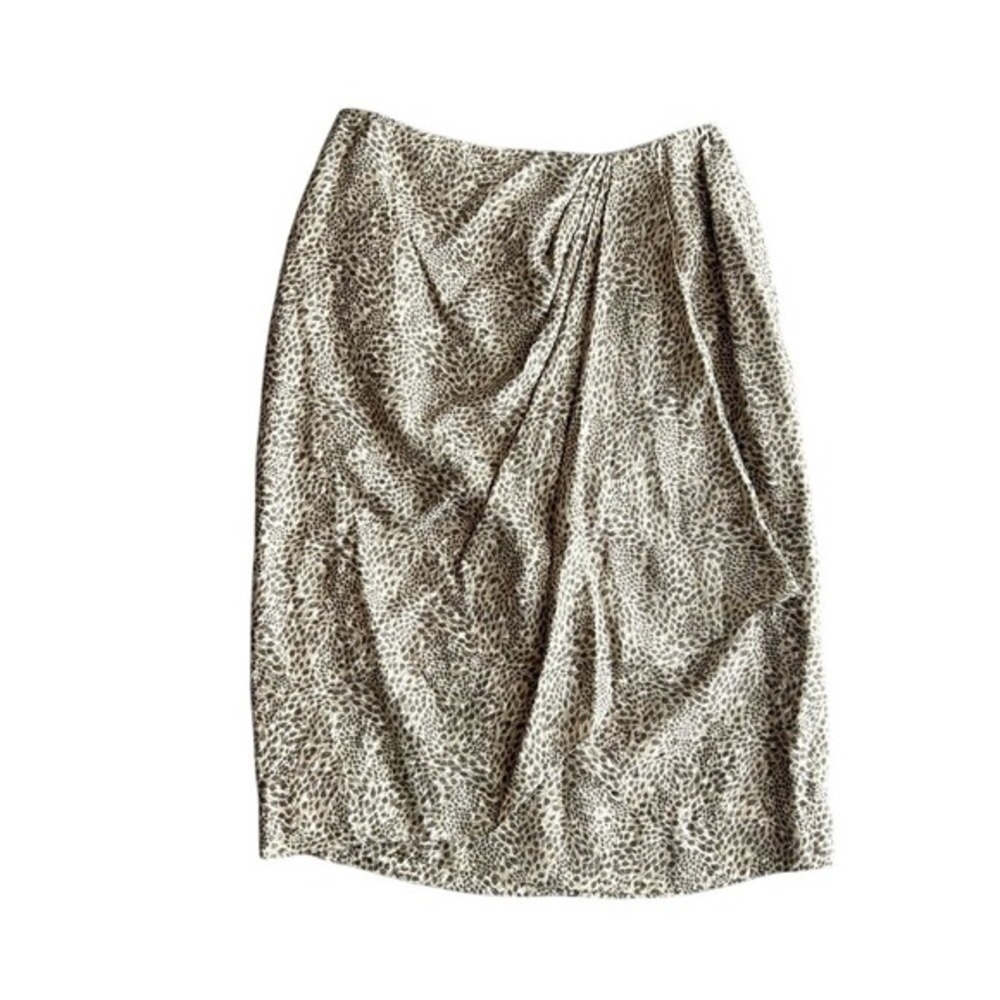 Carlisle Beige and Brown Leopard Print Pencil Skirt 100% silk Size 8